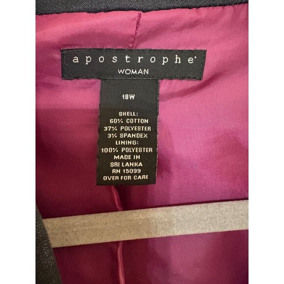 Apostrophe Women's Dark Blazer With Pink Piping & Lining 18W - Picture 5 of 8